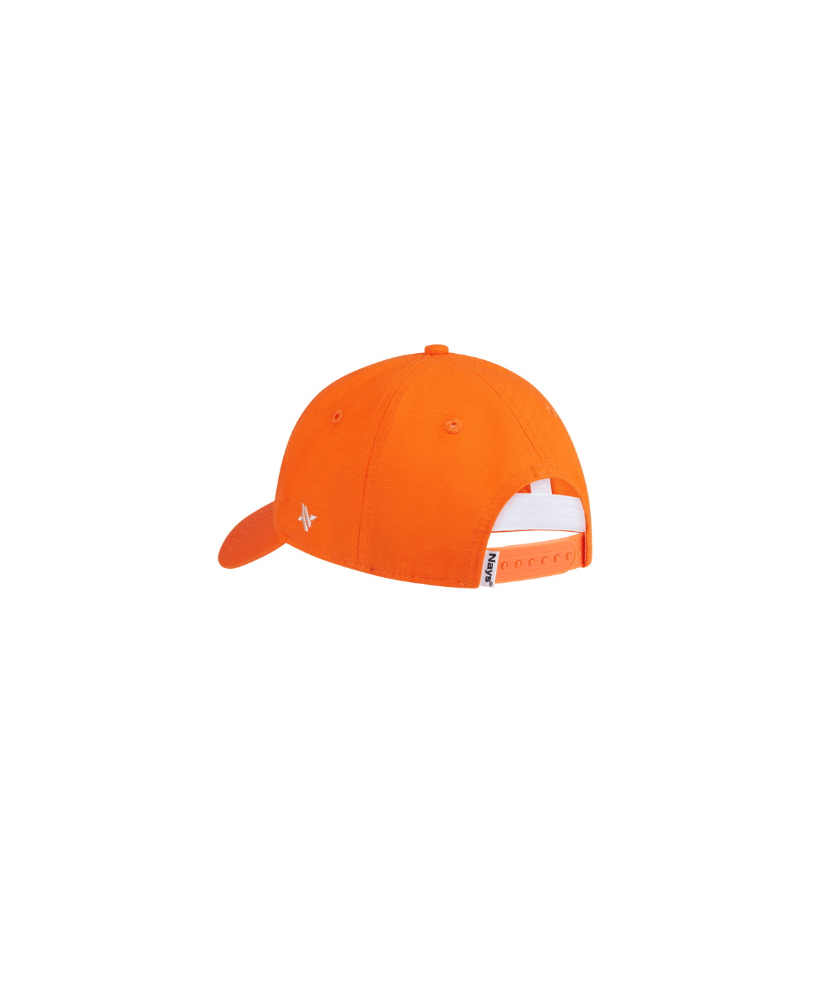 Orangefarbene Angelcap von Nays mit Snapback-Verschluss und seitlichem Logo-Detail.
