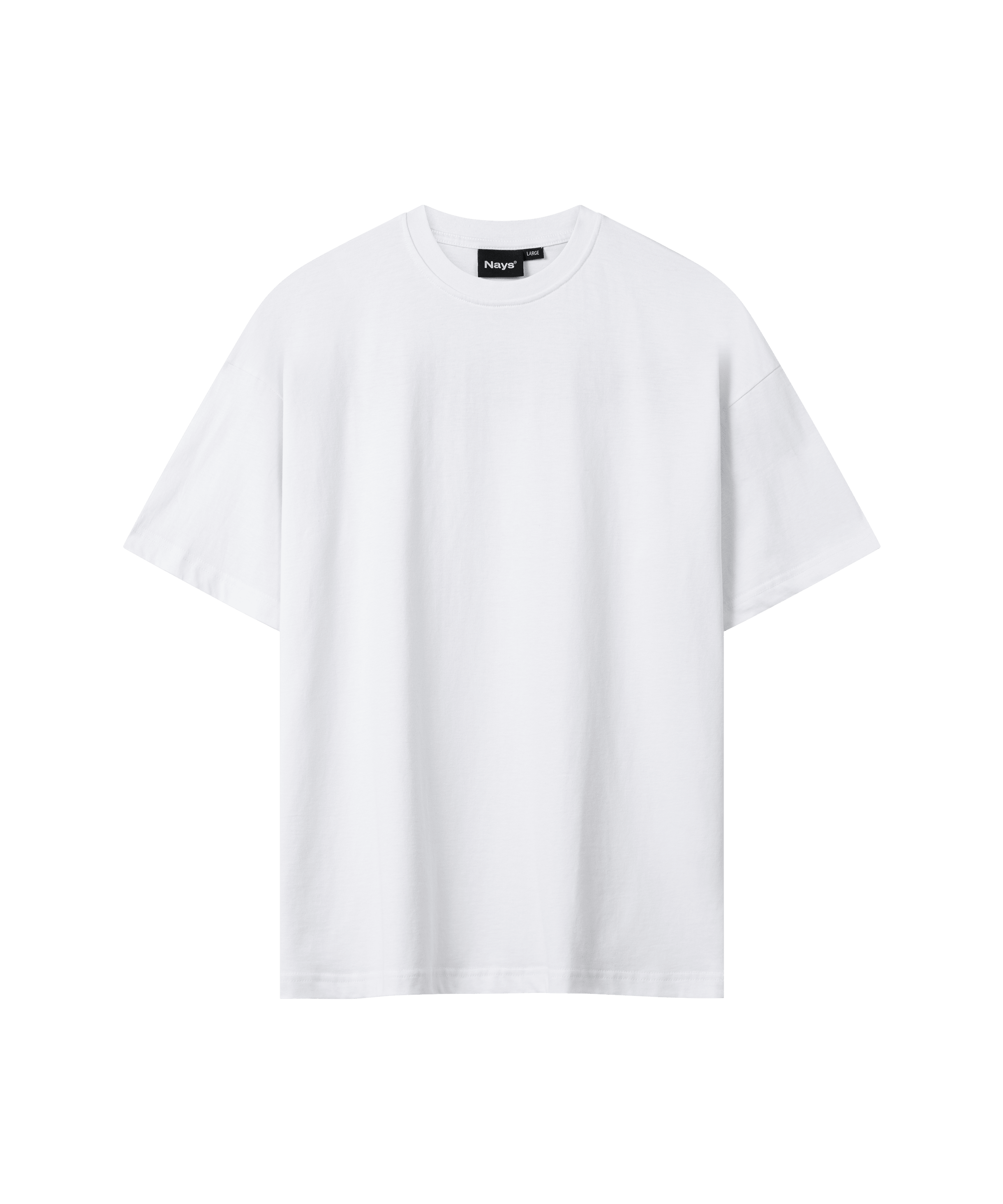 Das Bild zeigt die Front-Ansicht eines weißen T-Shirts. Es sind keine weiteren Details zu erkennen.