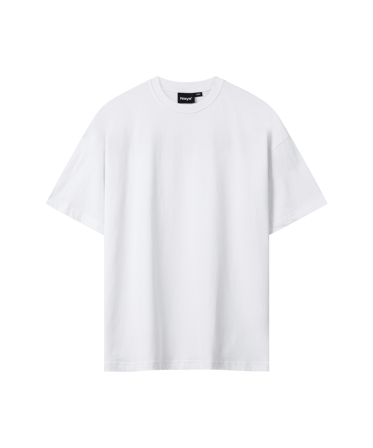 Das Bild zeigt die Front-Ansicht eines weißen T-Shirts. Es sind keine weiteren Details zu erkennen.