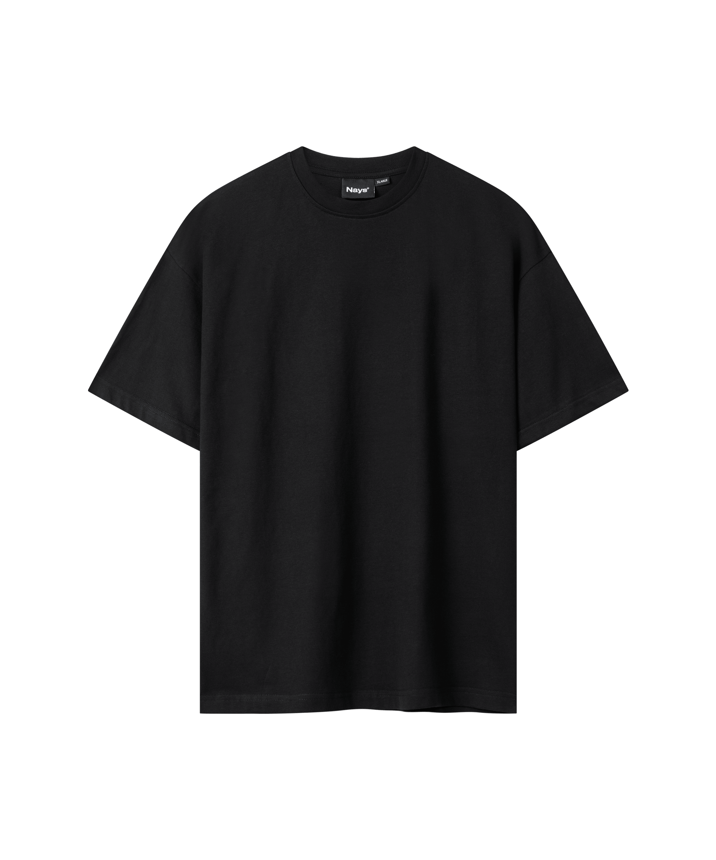 Das Bild zeigt die Front-Ansicht eines schwarzen T-Shirts. Es sind keine weiteren Details zu erkennen.