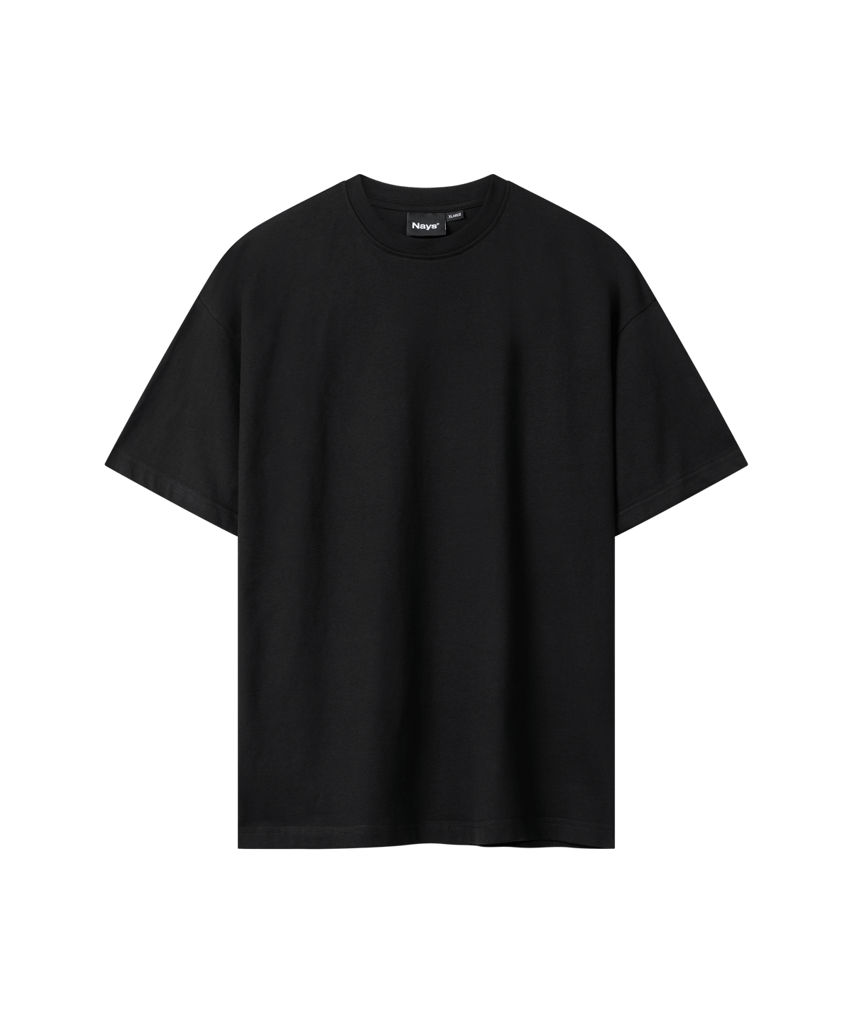 Das Bild zeigt die Front-Ansicht eines schwarzen T-Shirts. Es sind keine weiteren Details zu erkennen.
