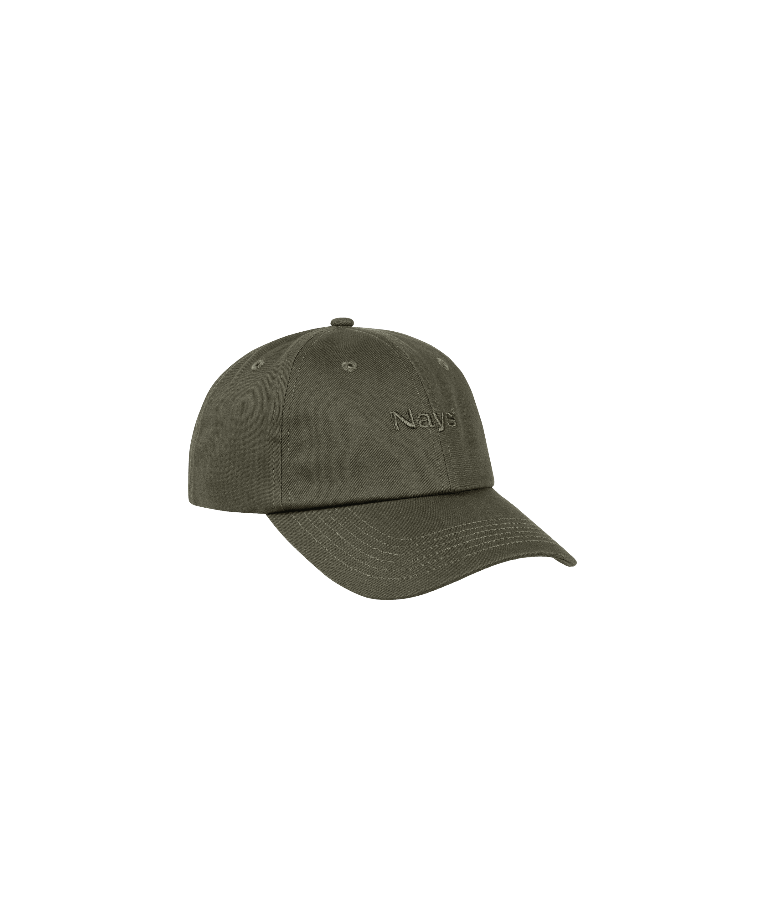 Das Bild zeigt eine khaki-farbene Schirm-Mütze. Mittig auf der Stirn ist ein tonales gesticktes Logo.