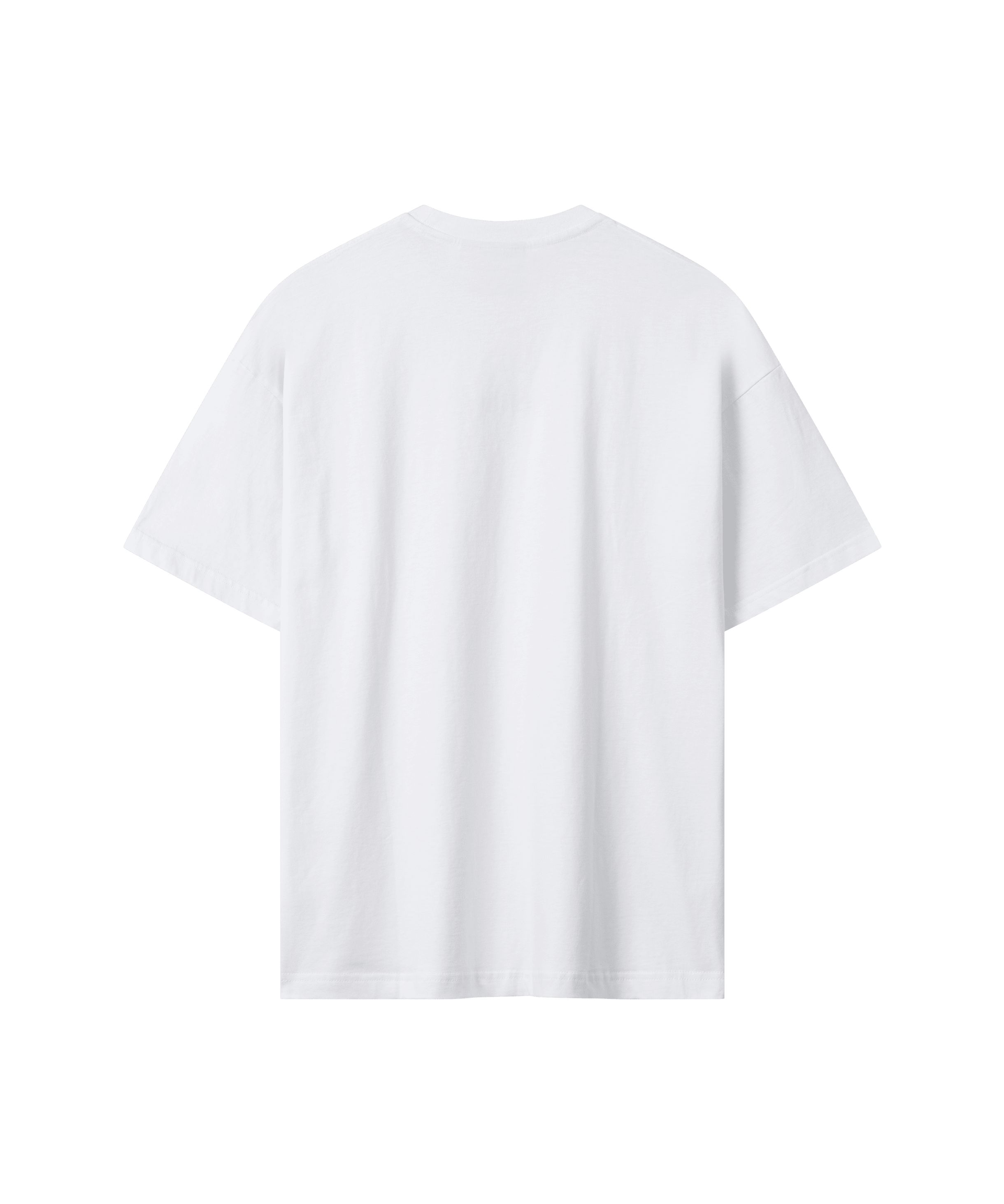 Auf dem Bild zu erkennen ein weißes T-Shirt von hinten. Es sind keine weiteren Details zu erkennen.