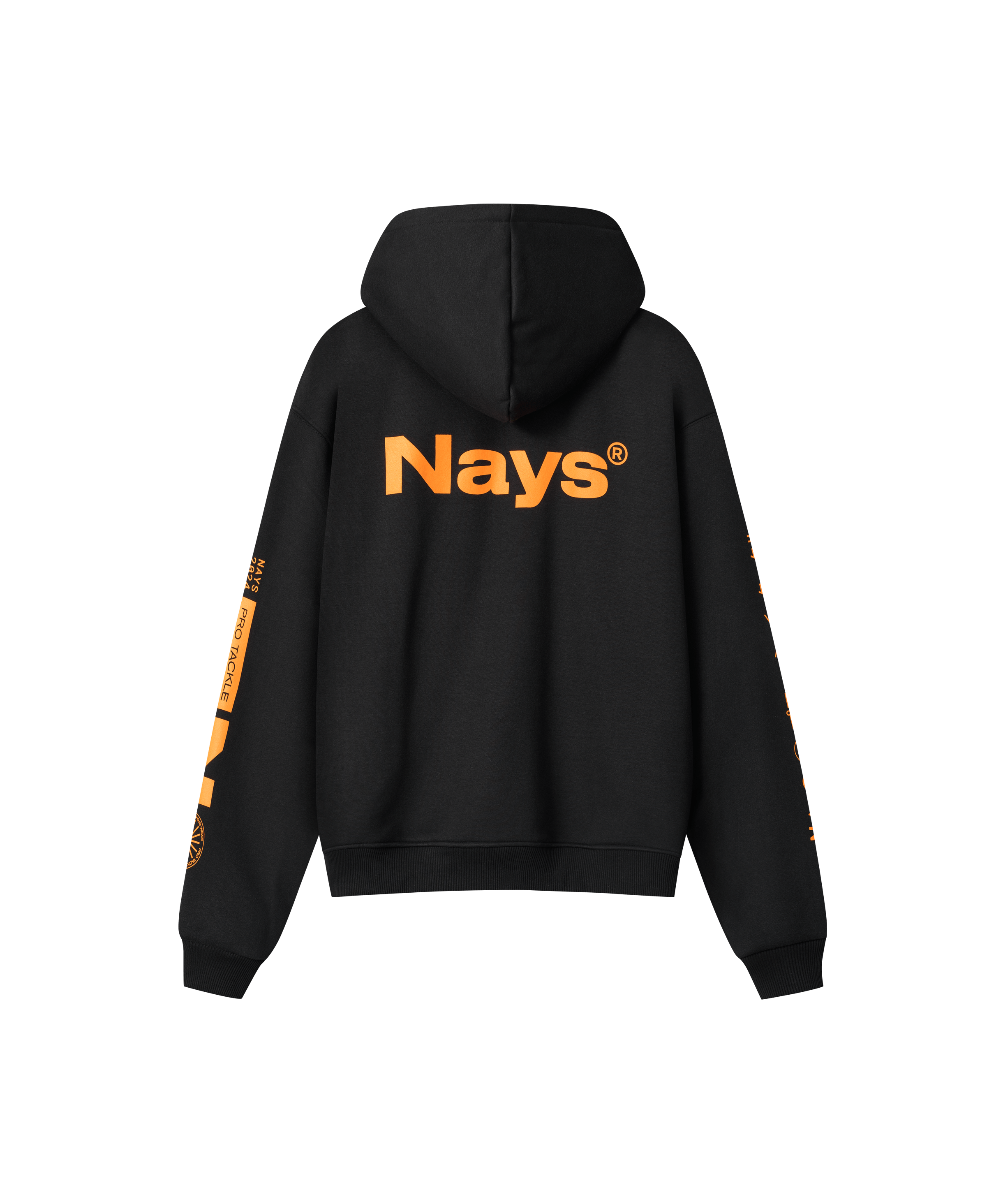 Nays Quote Hoodie mit auffälligem orangefarbenem Grafik-Print, aus Baumwoll-Polyester-Mix, bequem geschnitten und ideal für kühle Tage.