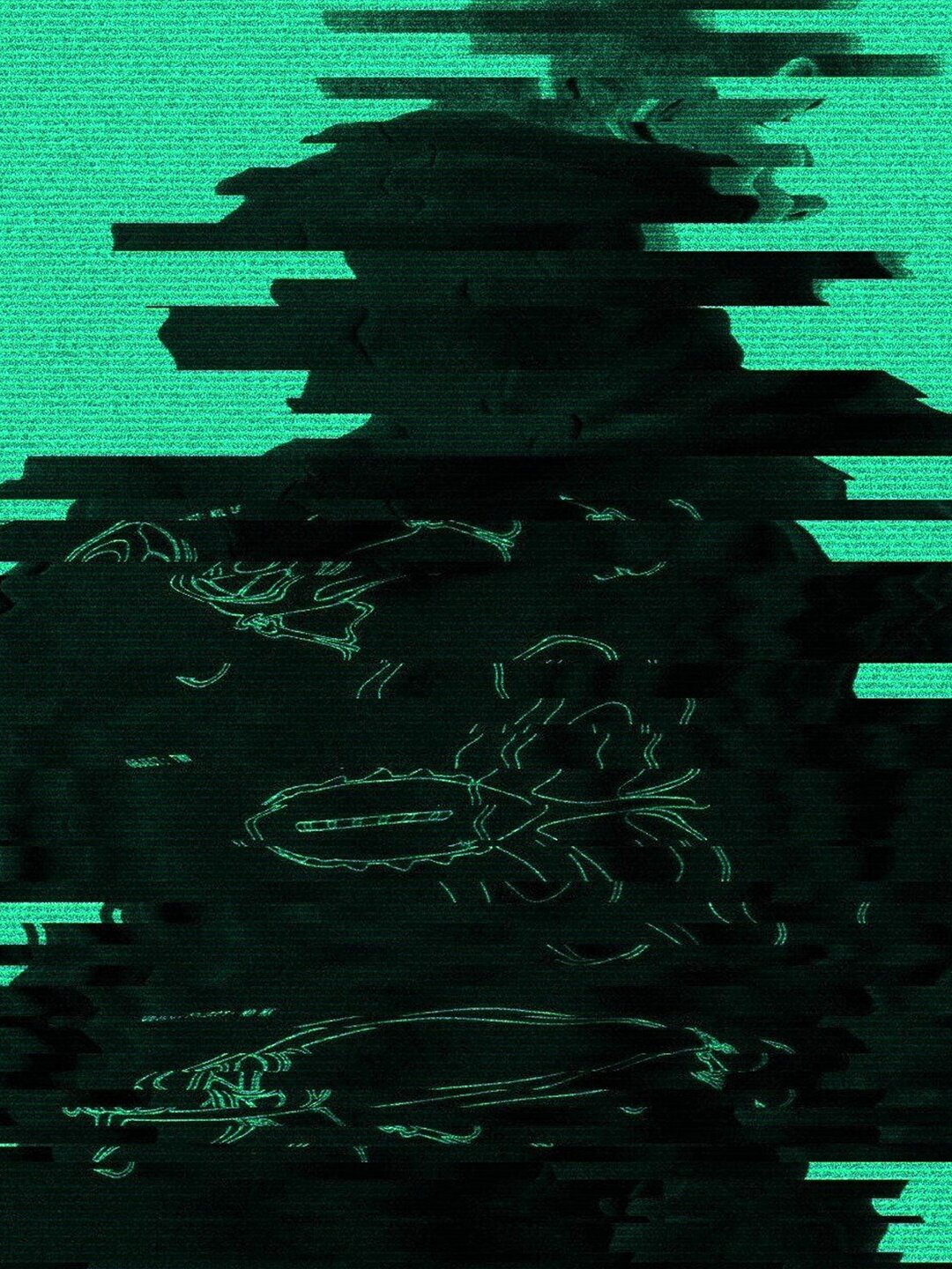 Abstrakte Silhouette im grünen Glitch-Stil mit leuchtenden Angelköder-Konturen. Per Klick Weiterführung zum Produkt und weiteren Artikeln aus dem Bereich Basics.
