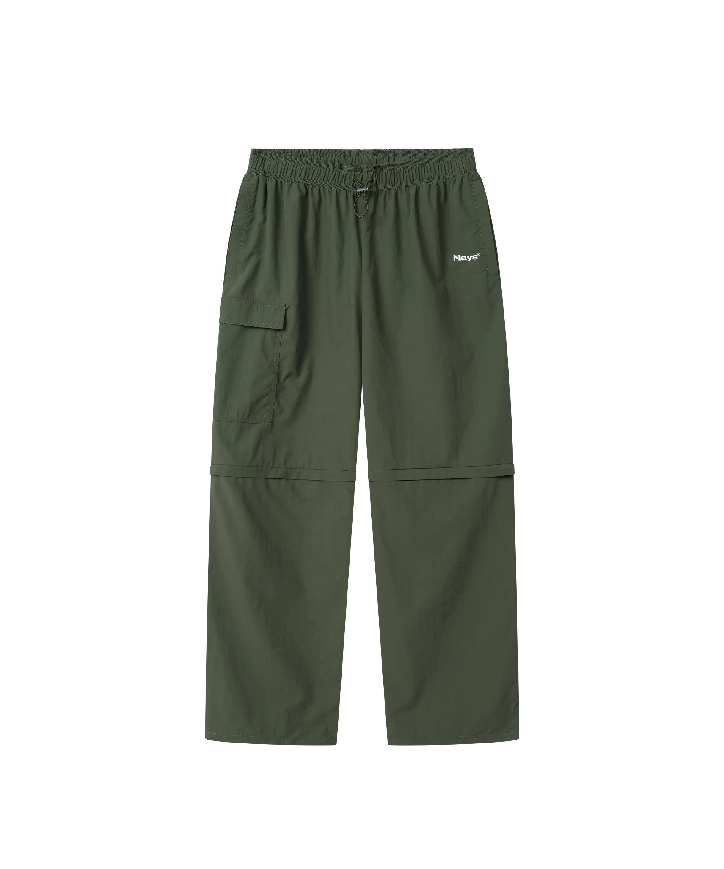 Nays Lightweight Zip Off Pants, wandelbare olivgrüne Cargo-Hose mit elastischem Bund und abnehmbaren Beinen. Praktische Reißverschlusstaschen und verstellbarer Kordelzug für vielseitigen Einsatz.