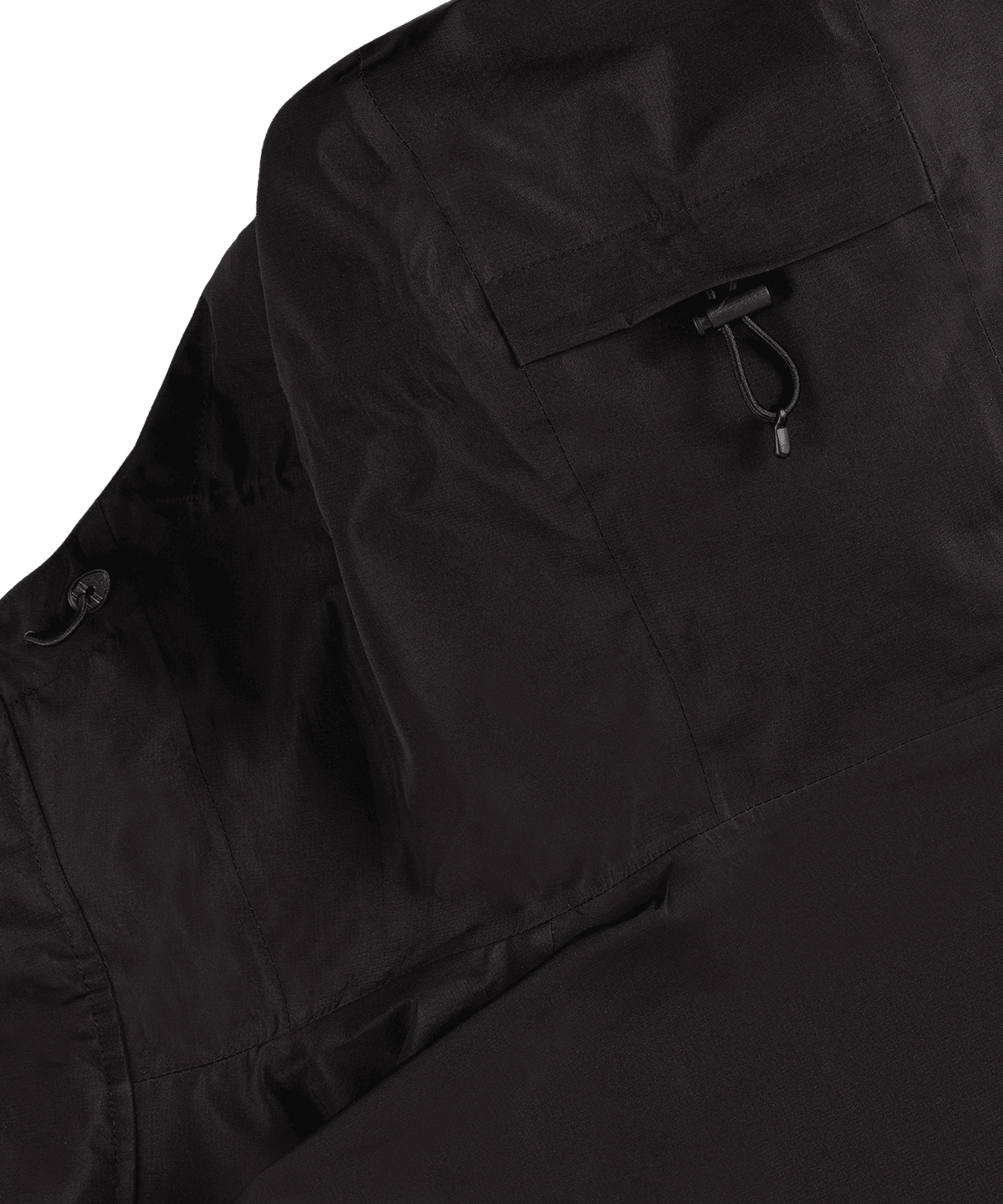 Nahaufnahme der Nays 3L Multifunctional Rain Jacket mit YKK AquaGuard® Reißverschlüssen und verstellbarer Kapuze, ideal für Schutz bei starkem Regen und Outdoor-Abenteuern.