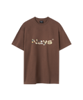 Frontansicht braunes T-Shirt mit Logo in camouflage von Nays.