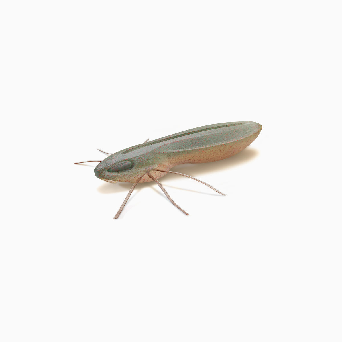 Gummiköder in Insektenform, hell-grün und hell-rose glitzernd, unter Anderem für das Angeln auf Barsch, Döbel und Forelle.