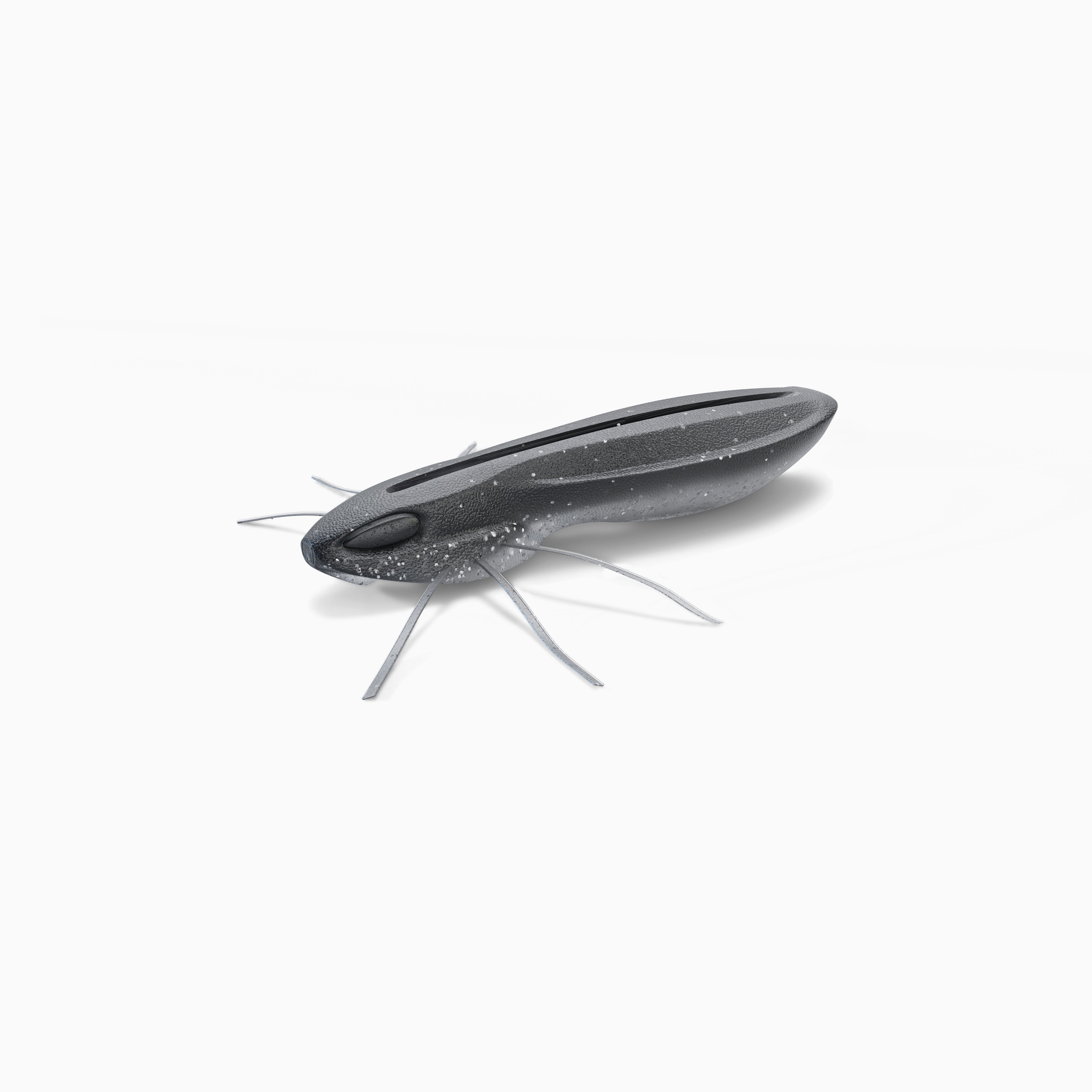 Gummiköder in Insektenform, schwarz-grau glitzernd, unter Anderem für das Angeln auf Barsch, Döbel und Forelle.