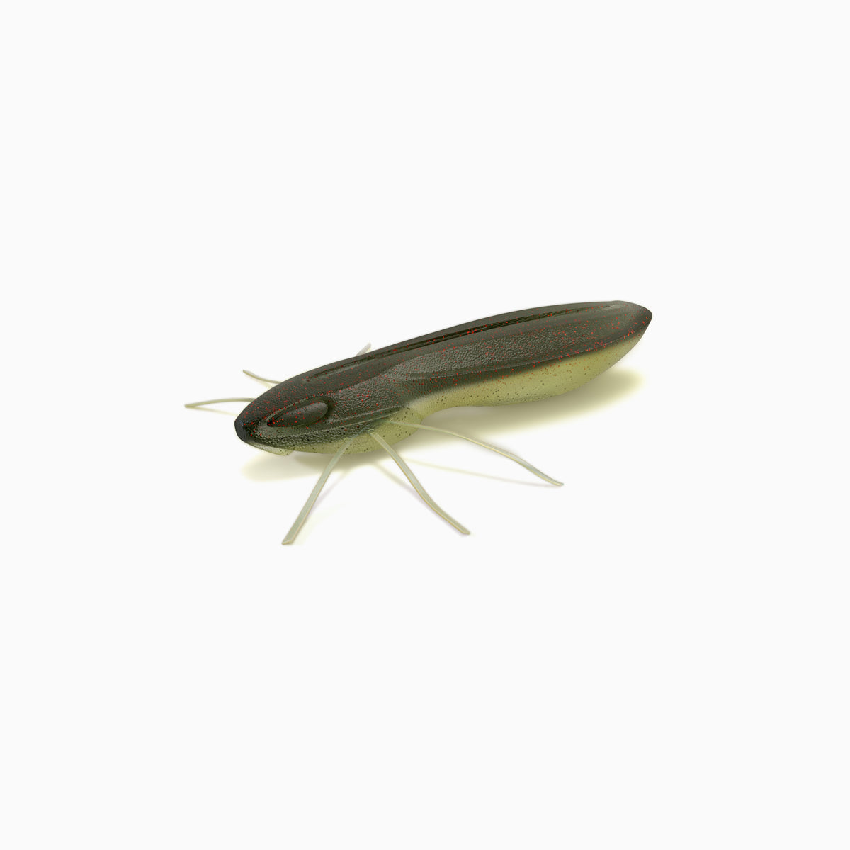 Gummiköder in Insektenform, Oliv-grün glitzernd, unter Anderem für das Angeln auf Barsch, Döbel und Forelle.