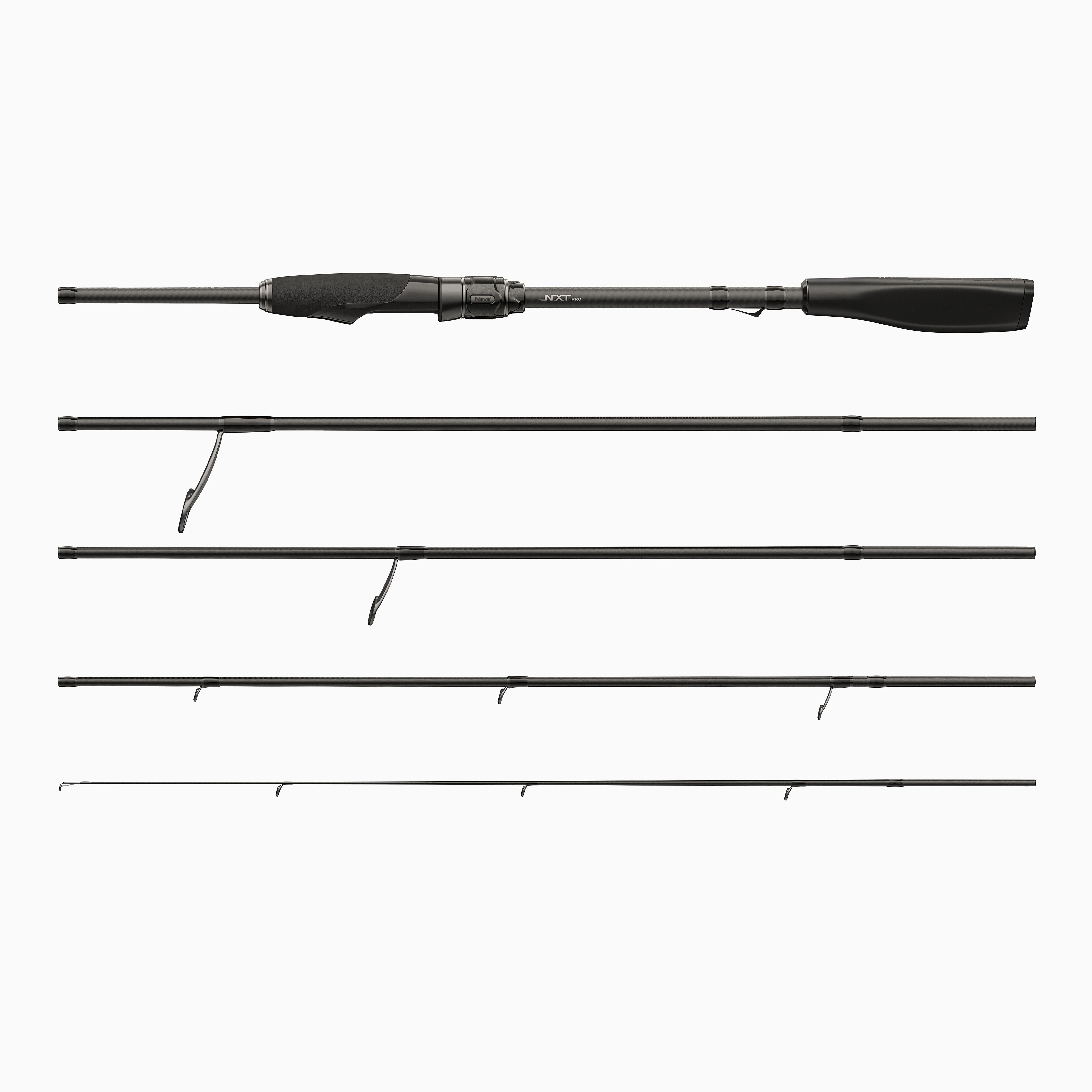 5-teilige Nays NXT Pro Travel Spinning Reiserute für Spinnrollen.